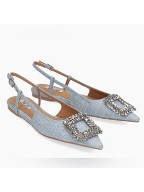 BIBI LOU ANTHROPOLOGIE  Powder Blue Decollete Pointed toe slingback Sz 36 NWB